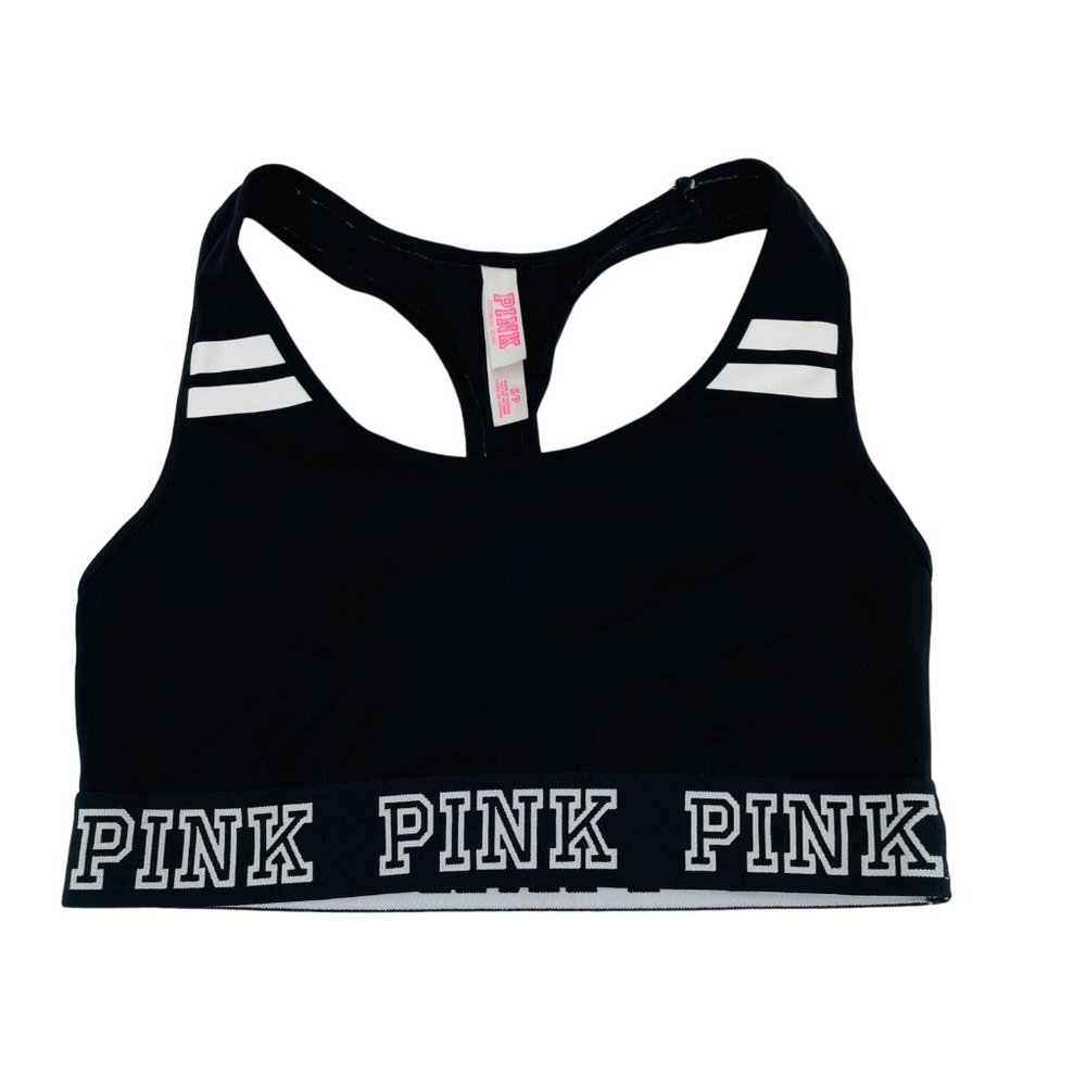 Pink - Crop Sports Bra - Black - Small